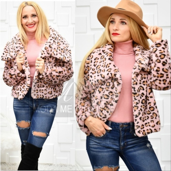 PINK LEOPARD PRINT COAT - Picture 2 of 3